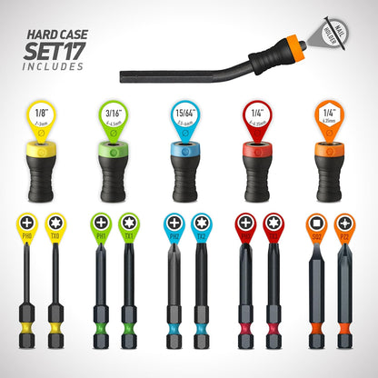 Magnet Driver™ Screw-Holder by Micaton | Magnetic Screwdriver Attachment | Fits Screwdrivers and Power Bits | No Wobbling or Falling Screws | Allows Countersinking (Set 17)