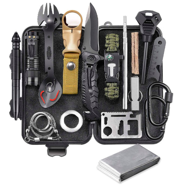 Complete Survival Emergency Kit With Waterproof Case - Point Below